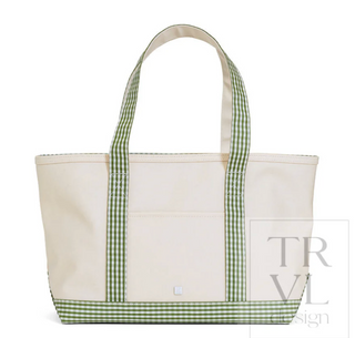 TRVL Medium Gingham Trim Tote - various colors