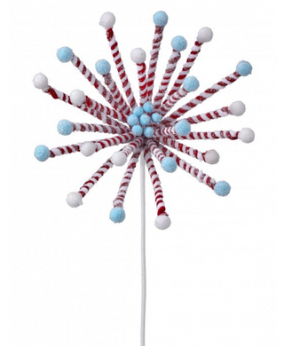 FROSTED PEPPERMINT STICK POINSETTIA STEM