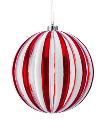 Red CANDY STRIPE BALL ORNAMENT