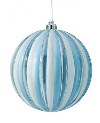 Blue CANDY STRIPE BALL ORNAMENT