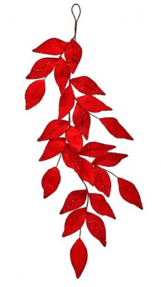 GLITTER VEINED VELVET LEAF GARLAND