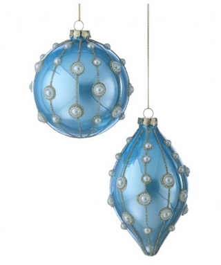 a pair of blue ornaments
