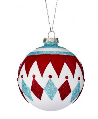 a red and white ornament