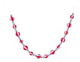 a red and white striped beaded necklace
