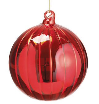 a red glass ball from a string