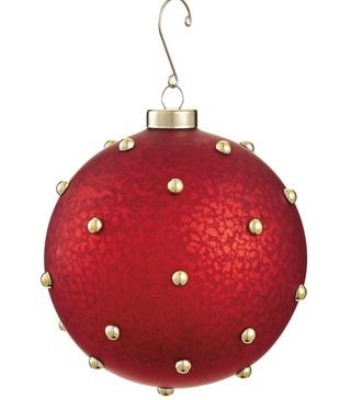 a red and gold christmas ornament