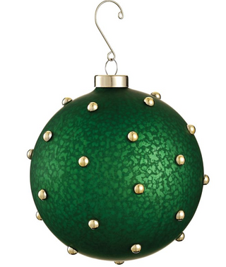 a green and gold christmas ornament