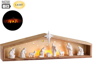 a wooden structure with a group of figurines