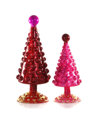 a red and pink christmas tree decorations