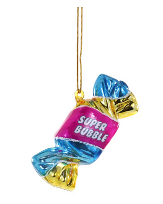 a colorful candy shaped ornament from a string