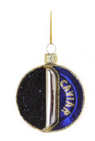 a blue and gold ornament