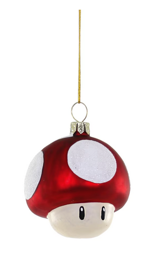 a red and white ornament