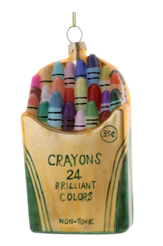 a christmas ornament with crayons inside