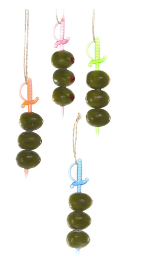 a group of olives on a string