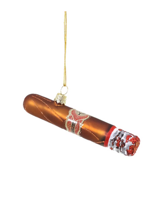 a cigar shaped christmas ornament