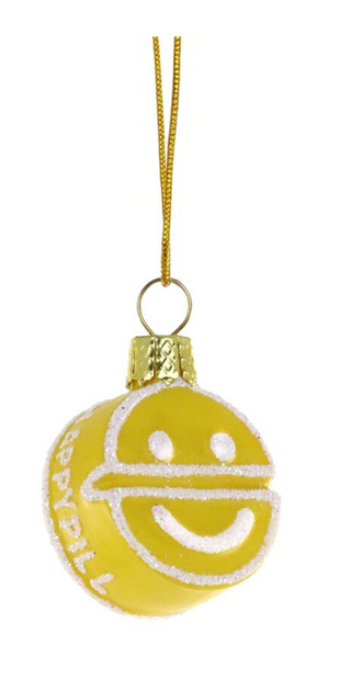a yellow ornament with a smiley face