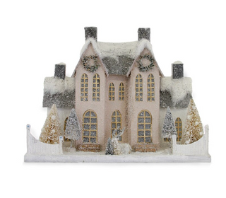 a white house with snow on it