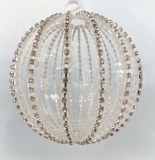 a clear and silver beaded ornament