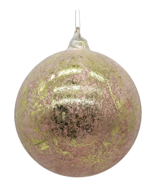 a pink and gold christmas ornament