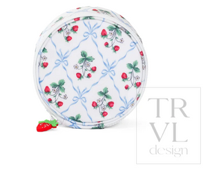 a round white bag with a floral design