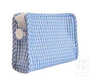 TRVL - Roadie Gingham Sky Zipper Pouch - Multiple Sizes