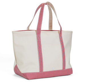 TRVL Medium Gingham Trim Tote - various colors