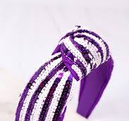 Purple & White Sequin Striped Headband