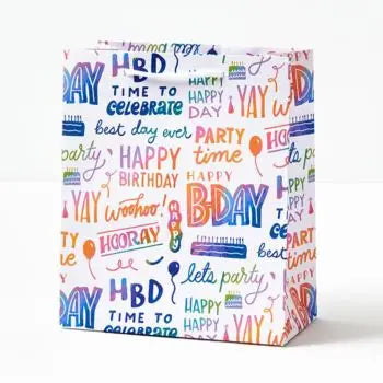 Happy Birthday Rainbow Script Gift Bag