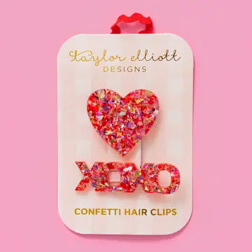 Hair Clip Set, Heart & XOXO