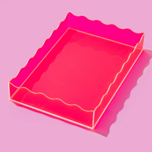 Wavy Tray, Rectangle Hot Pink