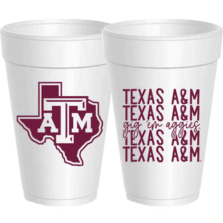 Gig 'em Mirror Styrofoam Cups