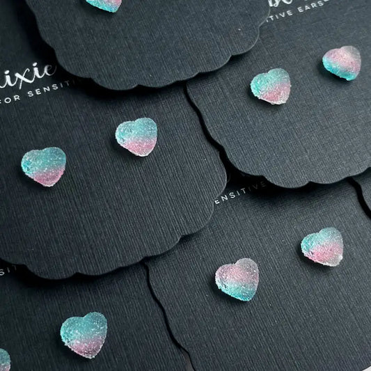 Micro Gumdrop Hearts Earrings in Cotton Candy
