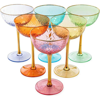 Colored Coupe Art Deco Glasses | 7.3 oz Classic