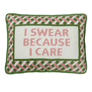 I Swear Because I Care Needlepoint Pillow