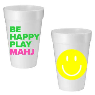 "Be Happy Play Mahj" Styrofoam Cups