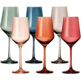 Set of 6 Colored Wine Glasses