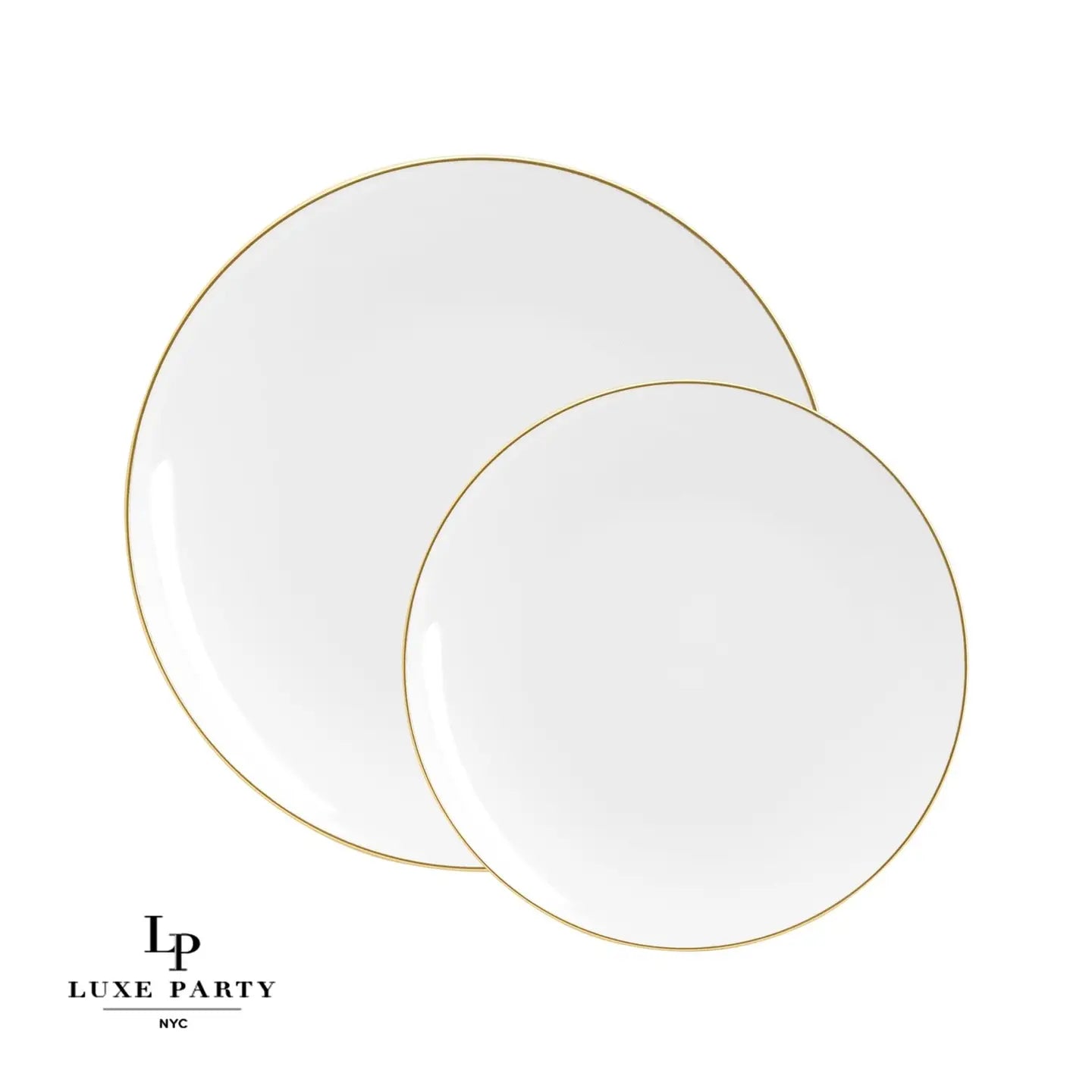 Round White with Gold Accent Plates