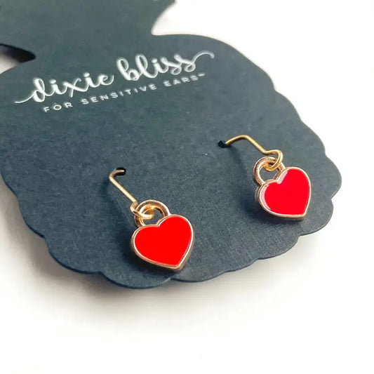 Sweetest Heart Earrings in Red