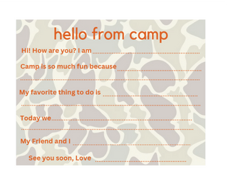 Hello From Camp Camo Stationary