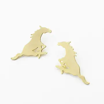 Gold Pony Stud Earrings