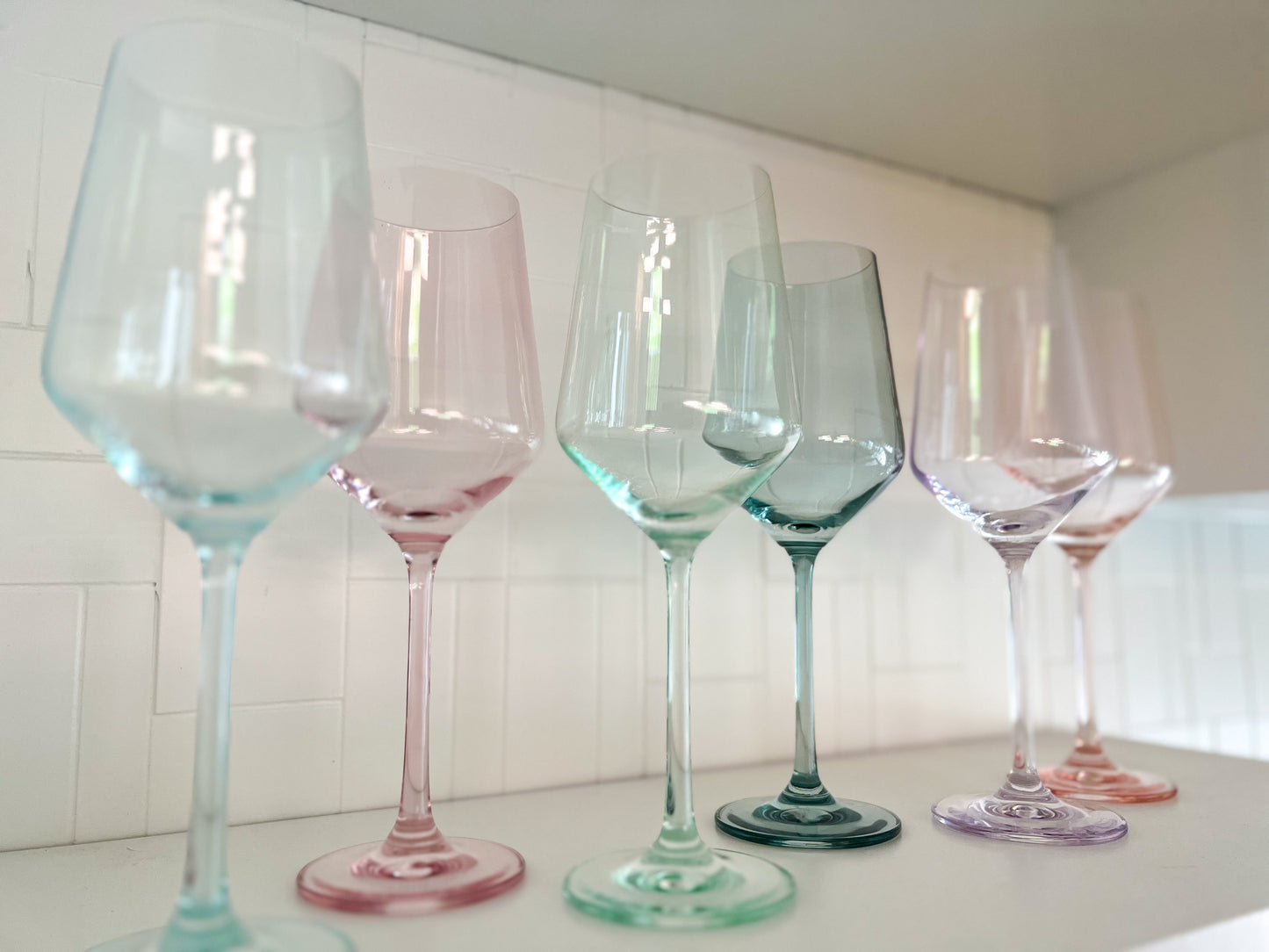 Pastel Stemmed Wine Glasses