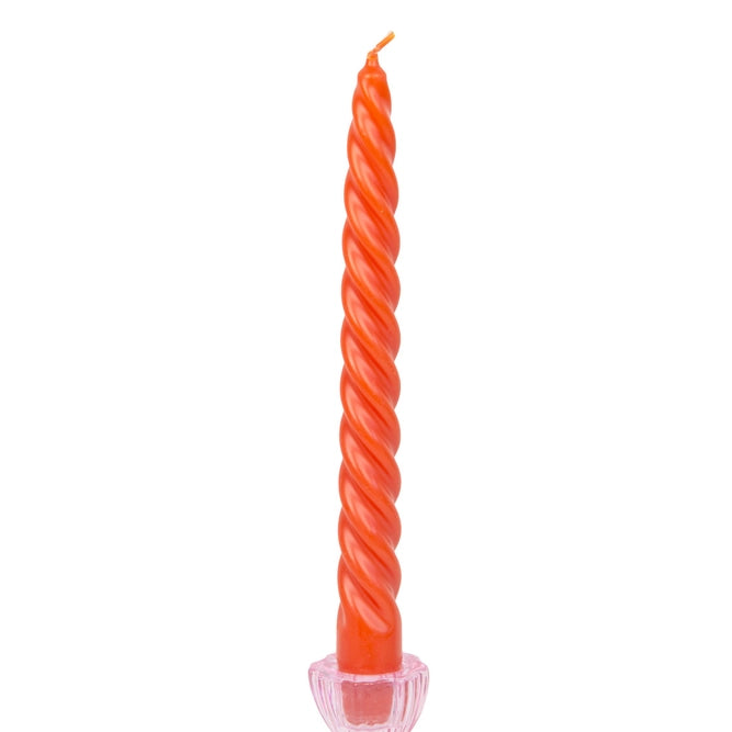 Orange and Pink Spiral Dinner Candles - 4 Pack