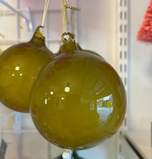 Jim Marvin Bubblegum Glass Ornaments - Moss Green