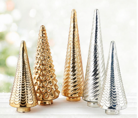 Silver and Gold Glass Trees- MEDIUM