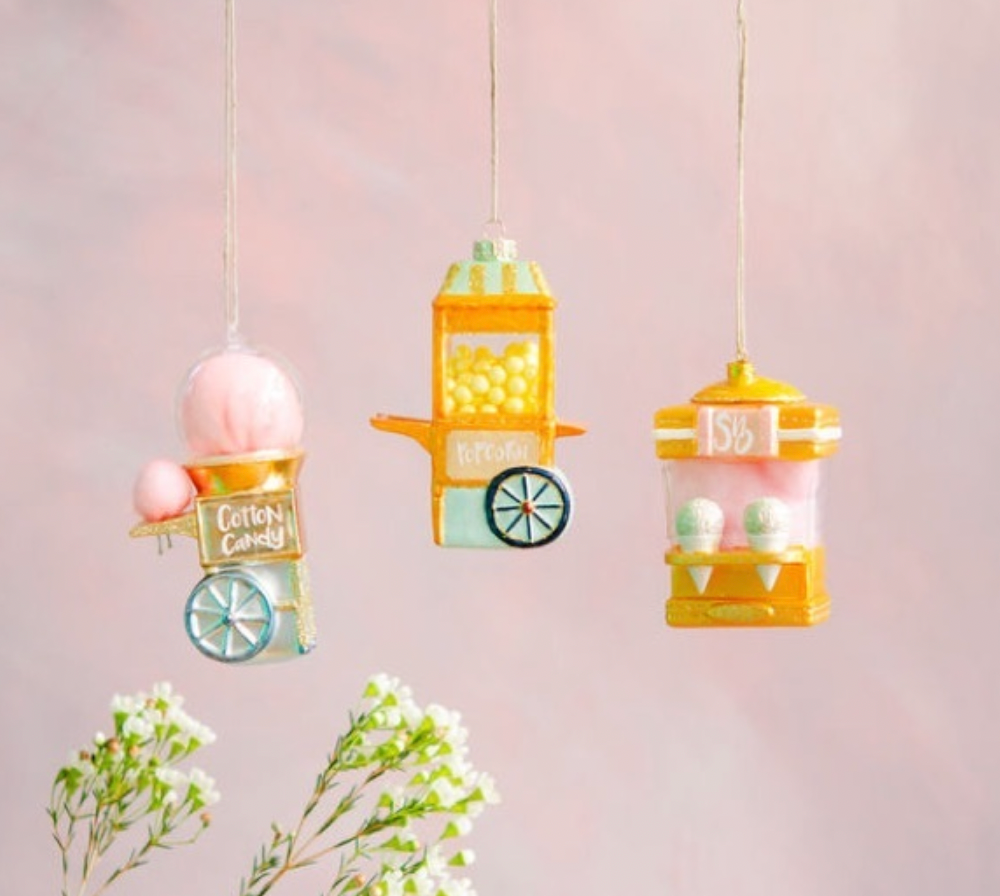 Snow-cone, Popcorn, and Cotton Candy Machine Ornaments
