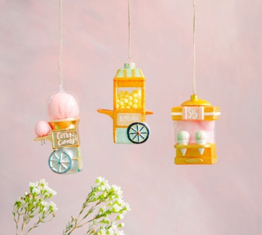 Snow-cone, Popcorn, and Cotton Candy Machine Ornaments