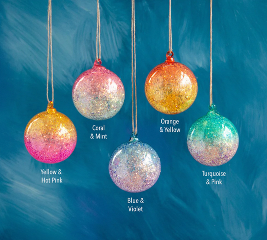 Iridescent Glitter Ball Ornaments-4"