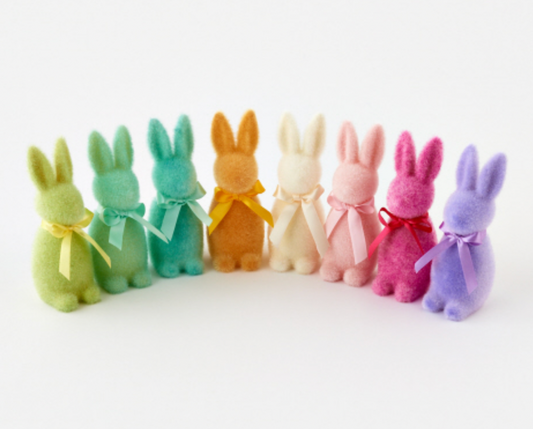 Flocked Pastel Button Nosed Bunny- Small