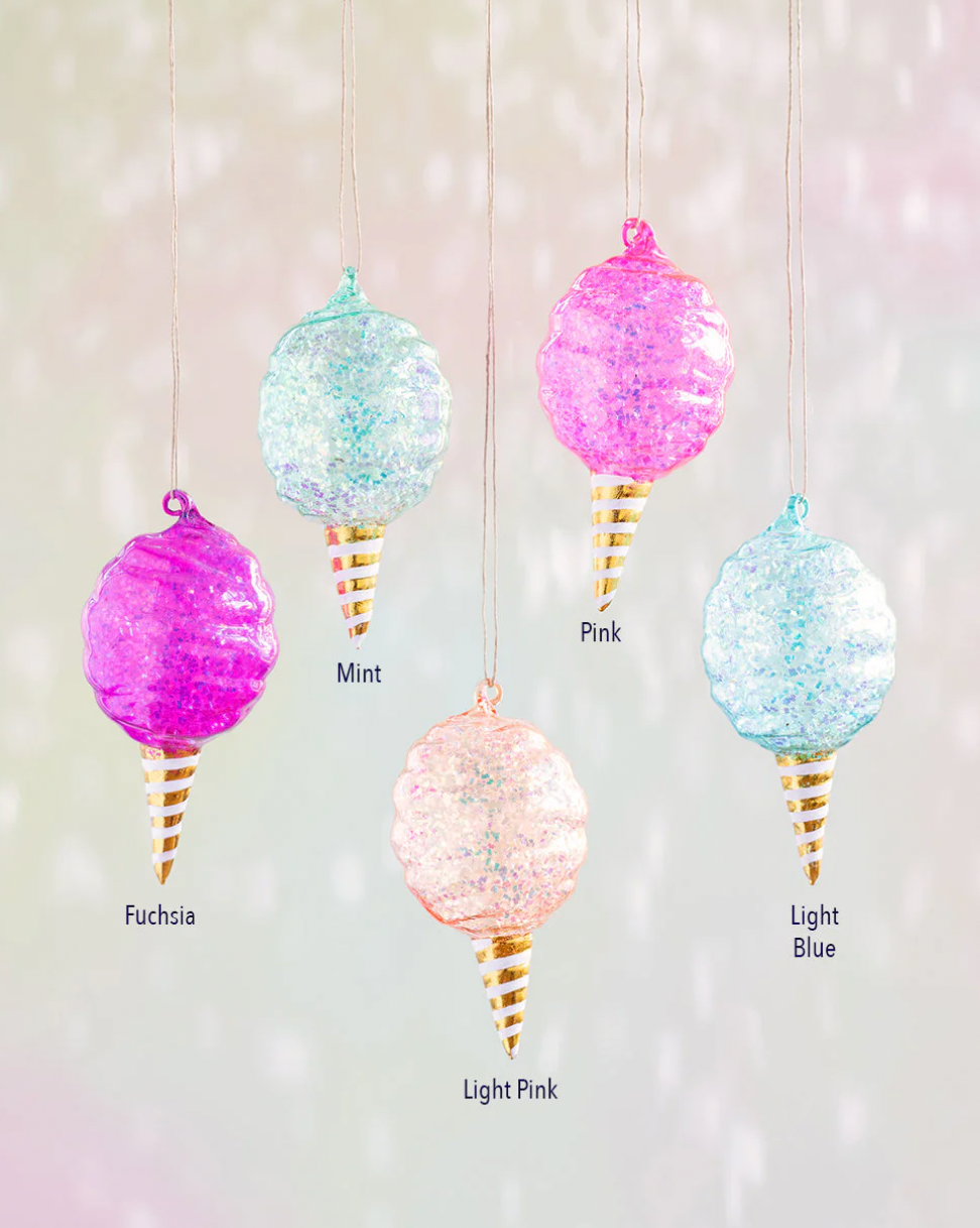 Glass Cotton Candy Ornament