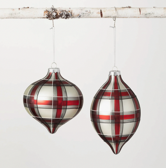 Plaid- White, Silver and Red